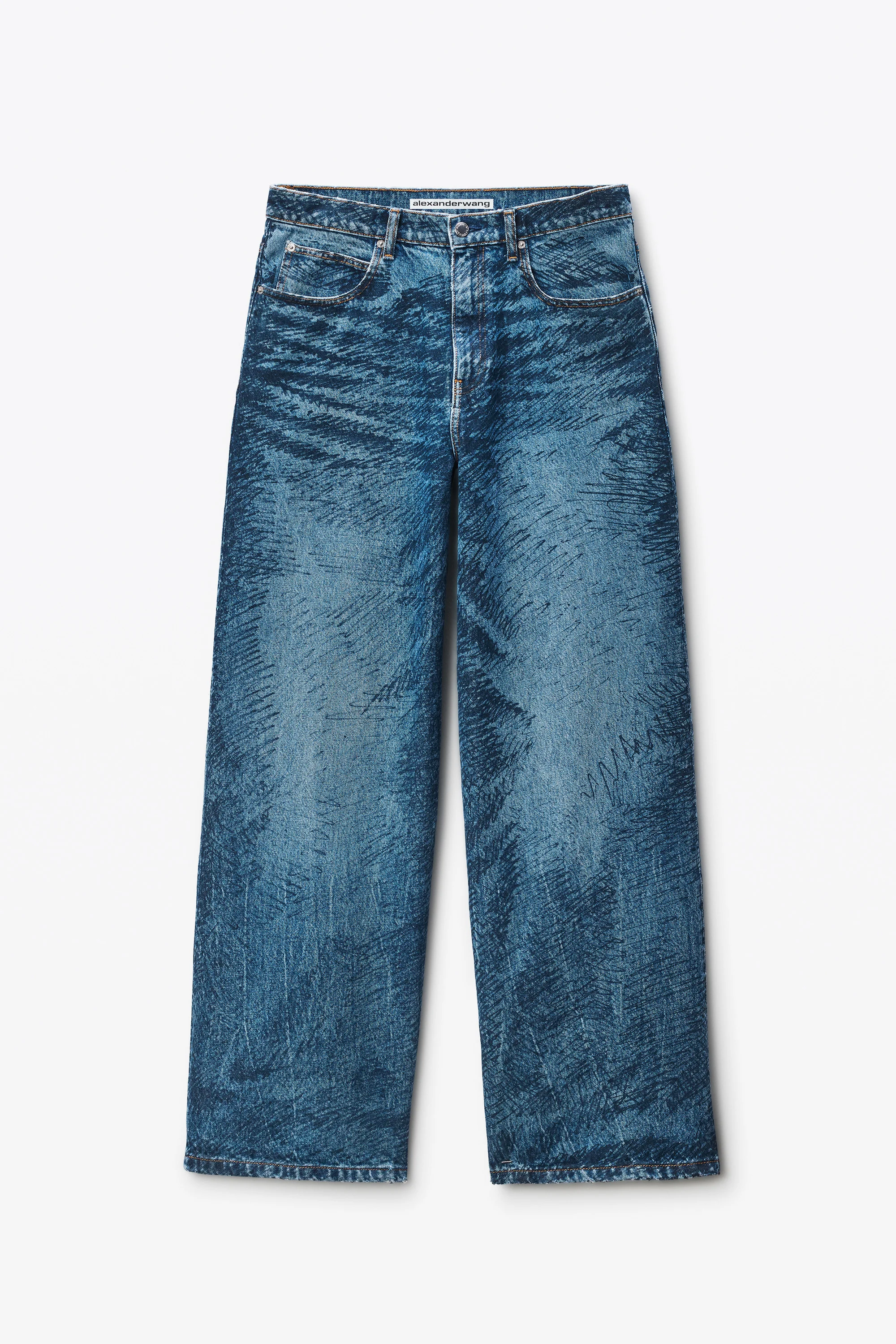 indigo marker-print jeans - 1