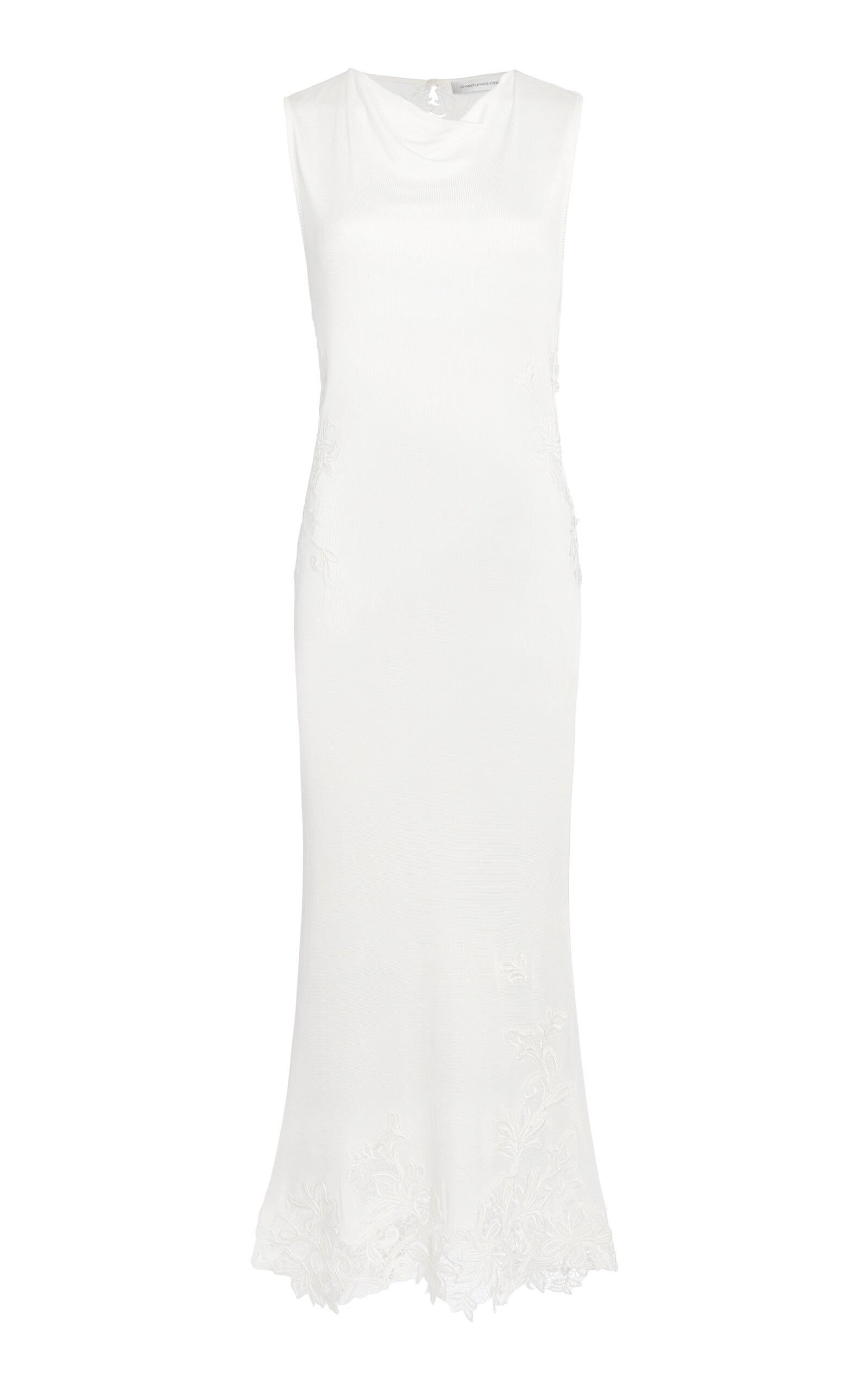 Embroidered Knit Midi Dress white - 1