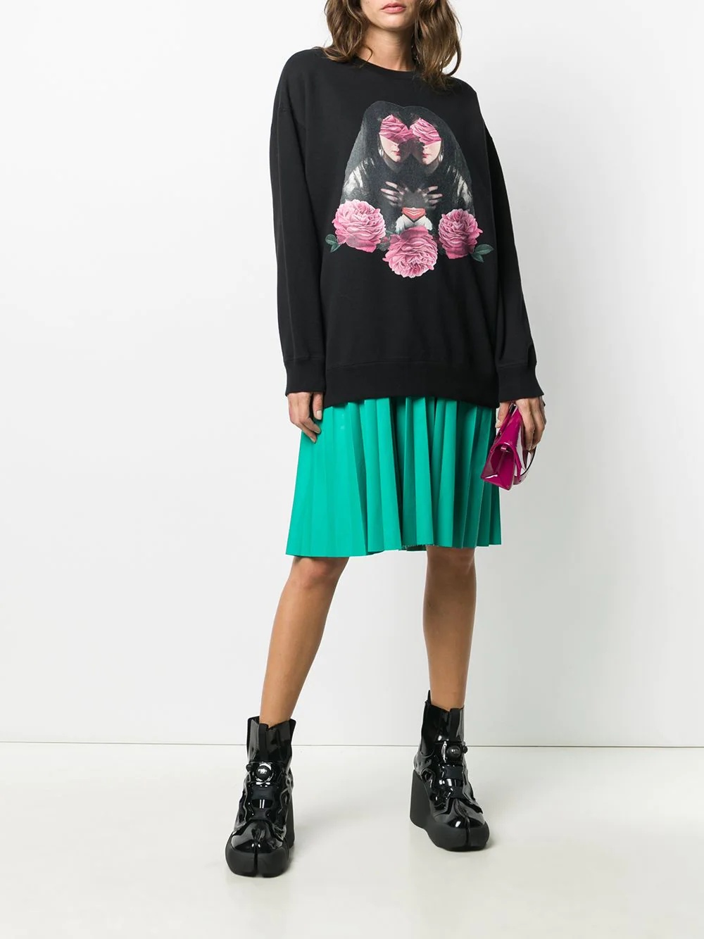 mirrored rose graphic sweatshirt - 2