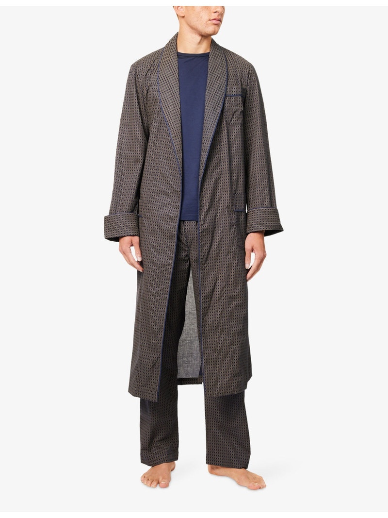 Derek Rose Nelson Graphic-Print Cotton-Poplin Robe outlook