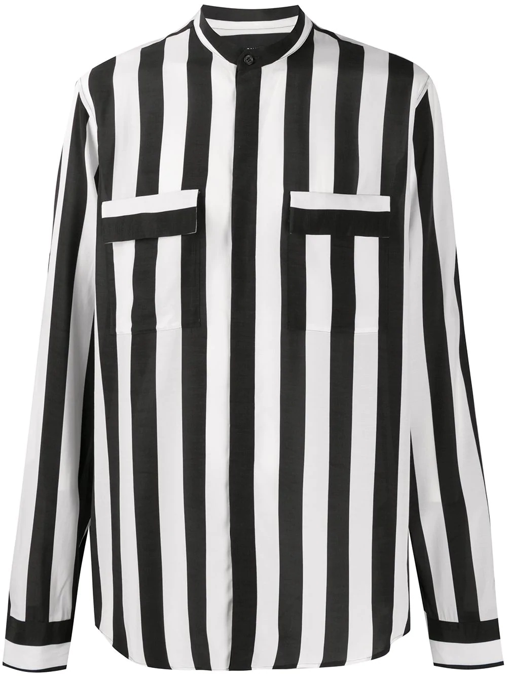 striped Mao collar shirt - 1