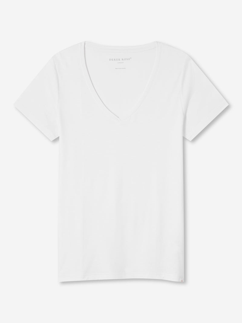 Women's V-Neck T-Shirt Lara Micro Modal Stretch White - 1