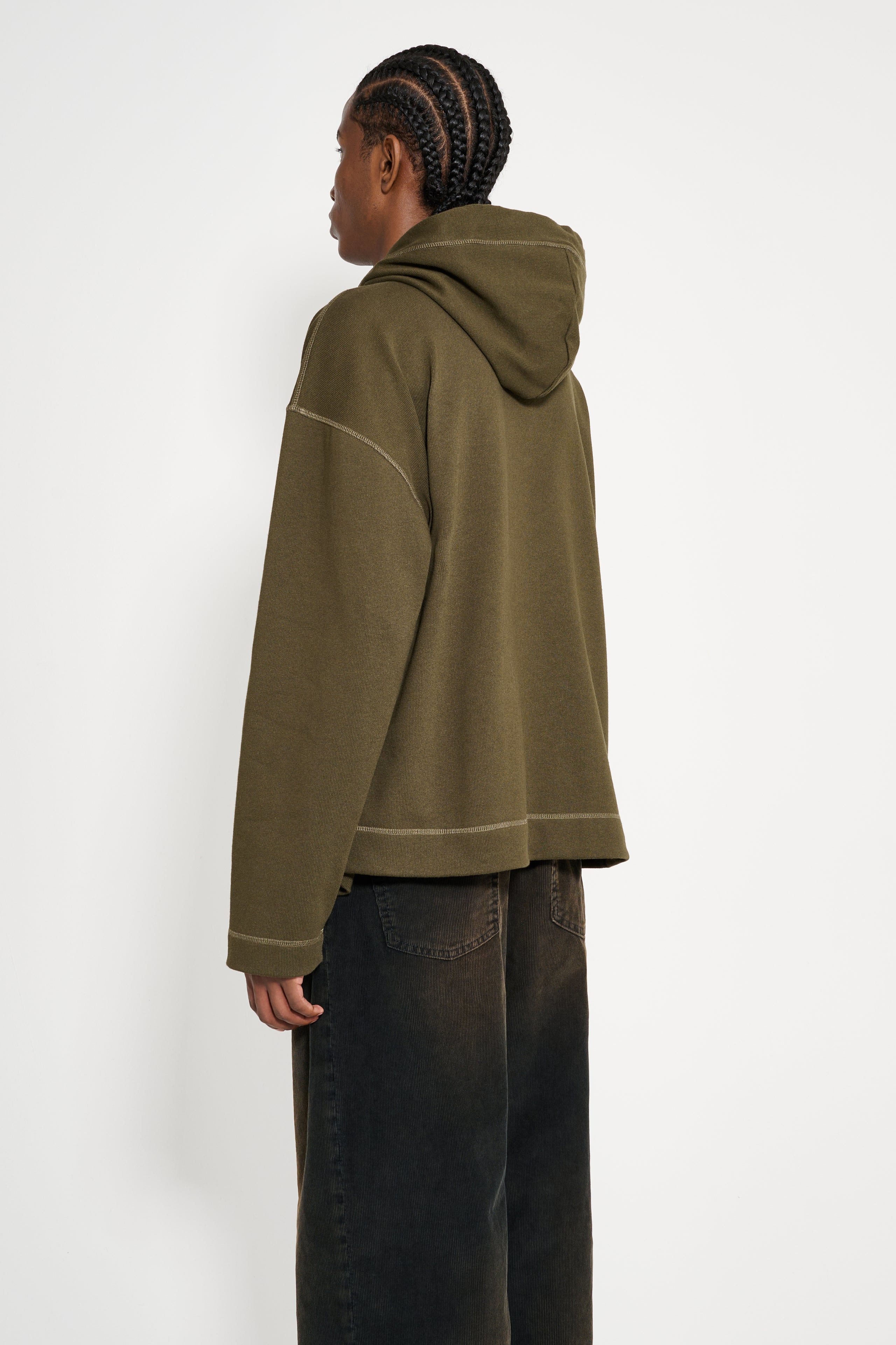 MARGARET HOWELL MHL BUTTON HOODIE OPEN END JERSEY SEAWEED - 3