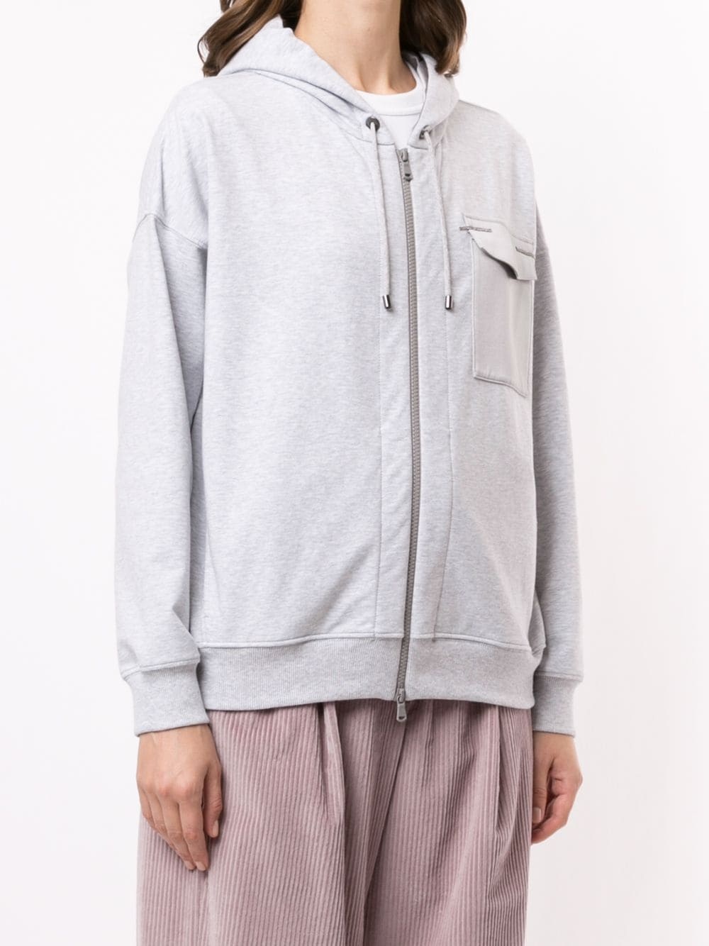 contrast-pocket zipped hoodie - 3