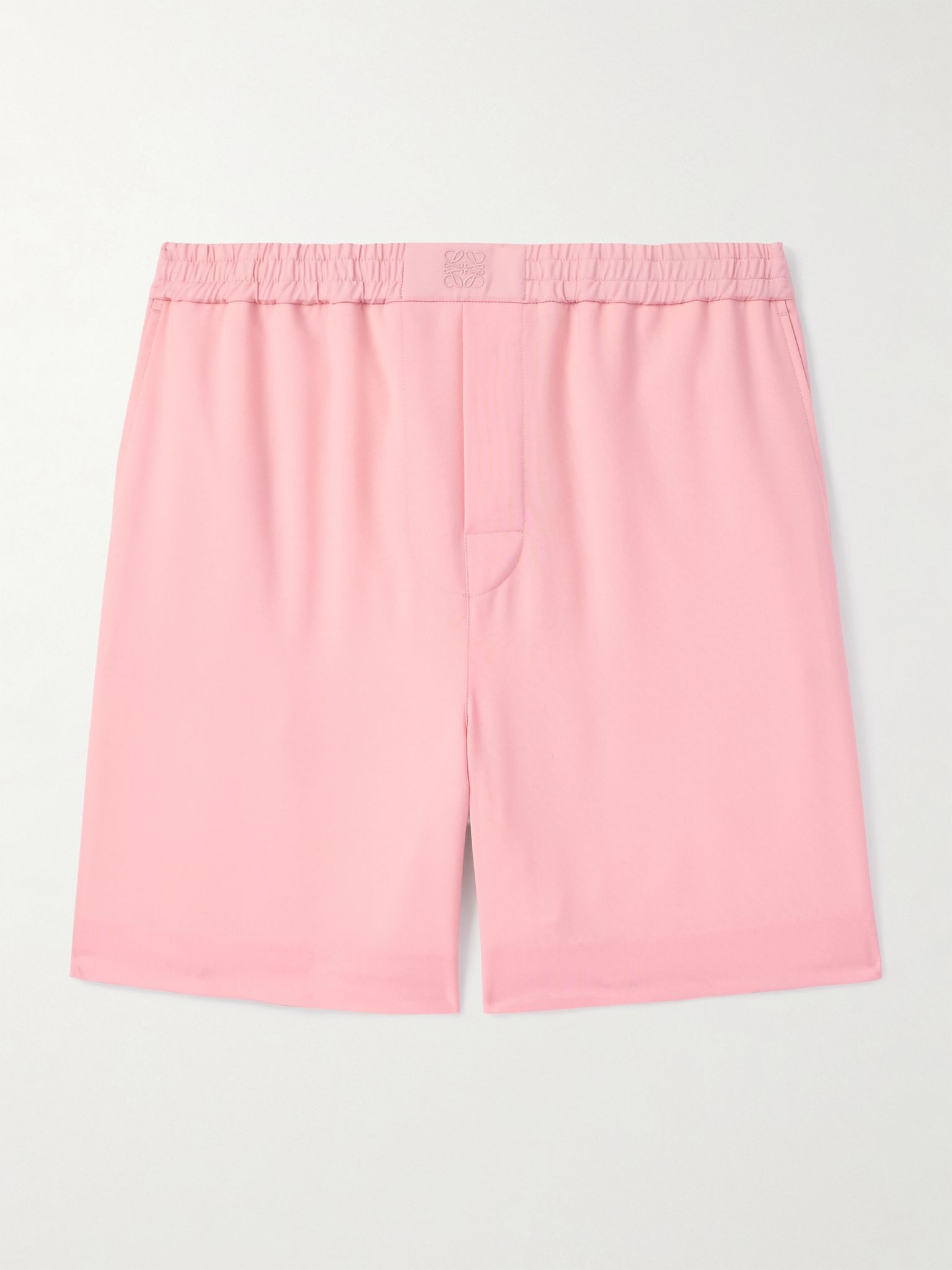 Straight-Leg Logo-Embroidered Wool Shorts Pink - 1