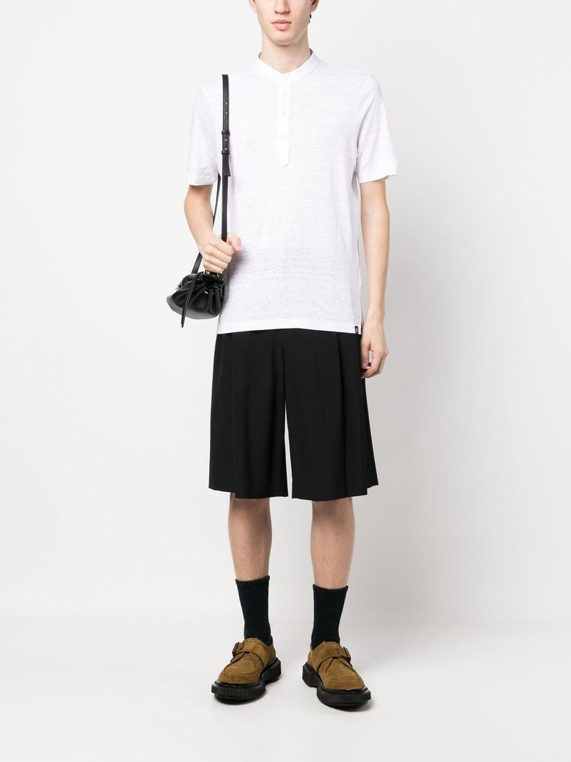 LARDINI linen band collar polo top outlook
