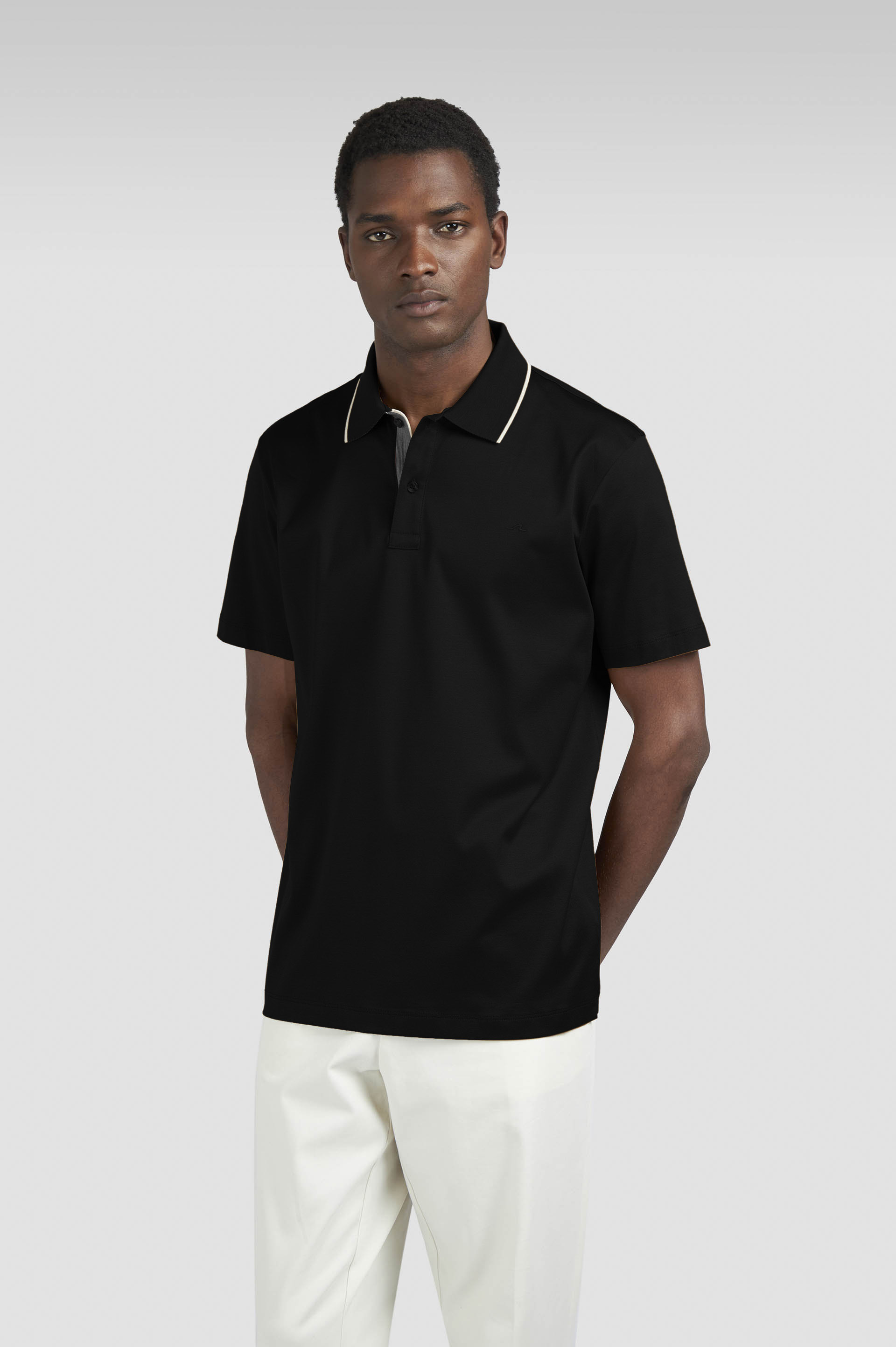 AQUA TOUCH COTTON POLO SHIRT WITH MICRO PATTERN DETAIL ON THE COLLAR - 6