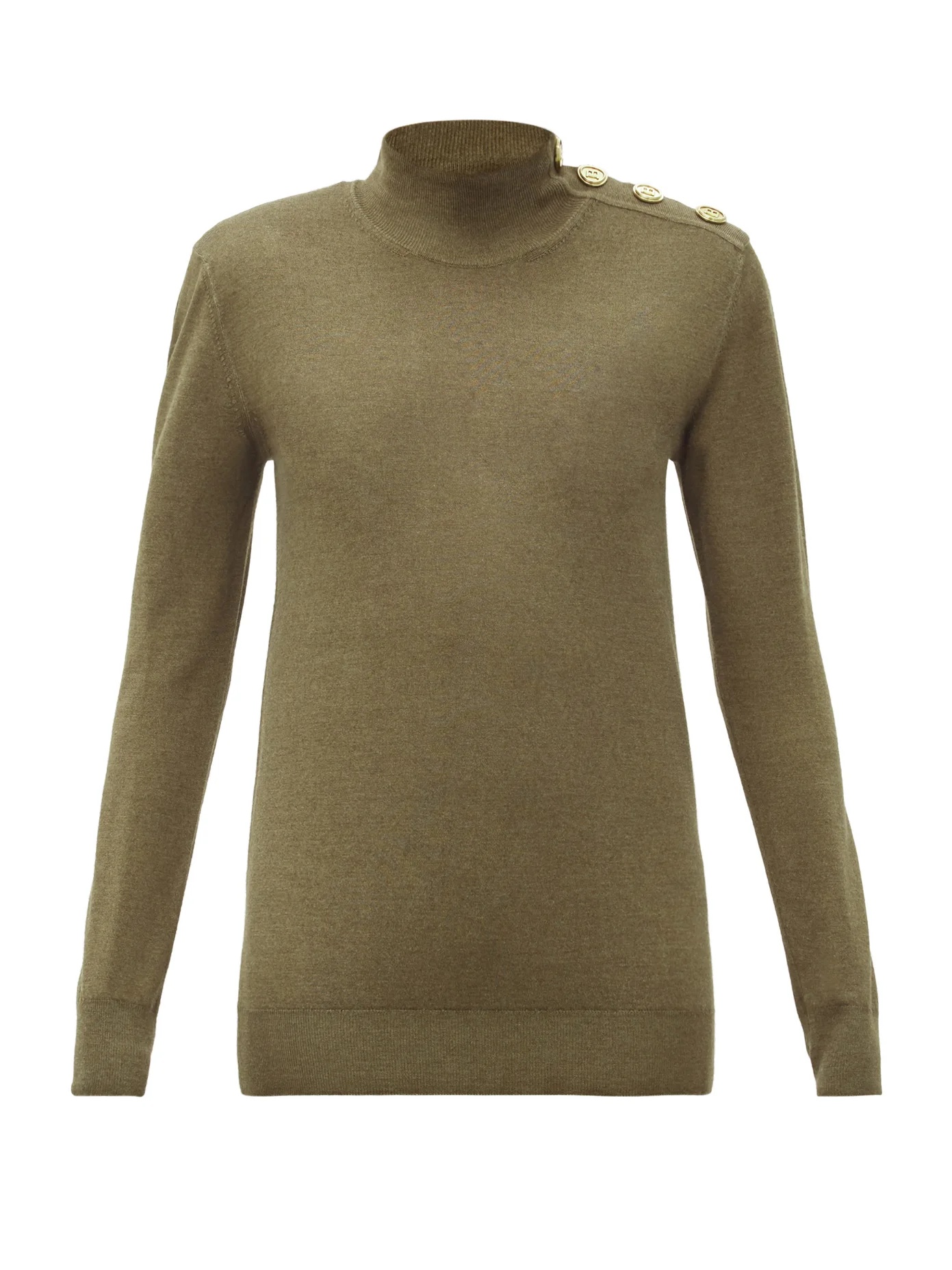 Button-shoulder wool-blend sweater - 1