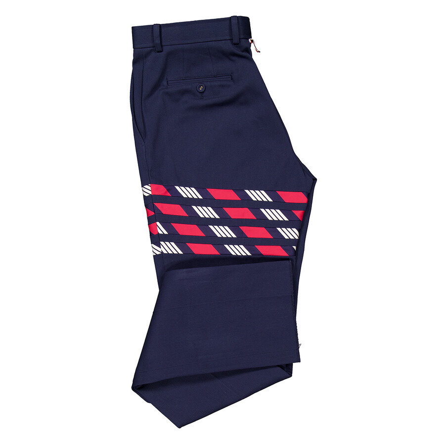 Thom Browne Men's Blue Cotton 4-Bar Chino Trouser - 7