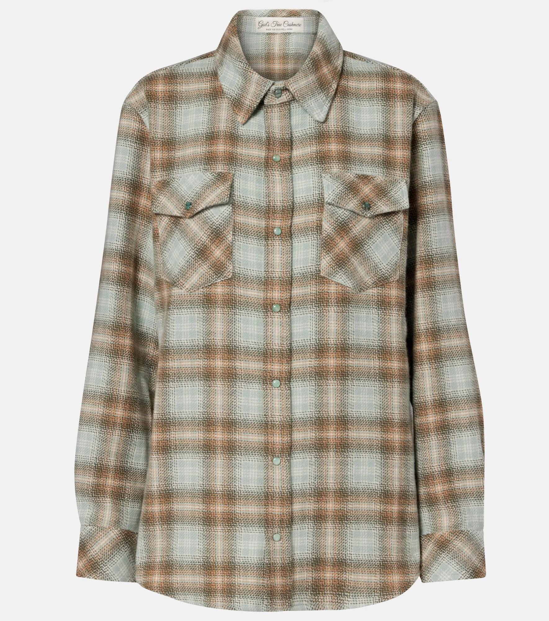 Joy Tartan cashmere shirt with emerald - 1