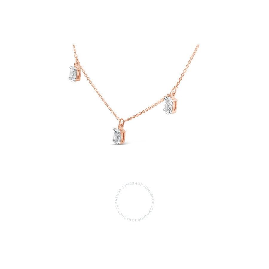 Haus Of Brilliance - Haus of Brilliance 14K Rose Gold 1 3/8 Cttw Oval Lab Grown Diamond Dangle Station Necklace - 17" Inc - 3