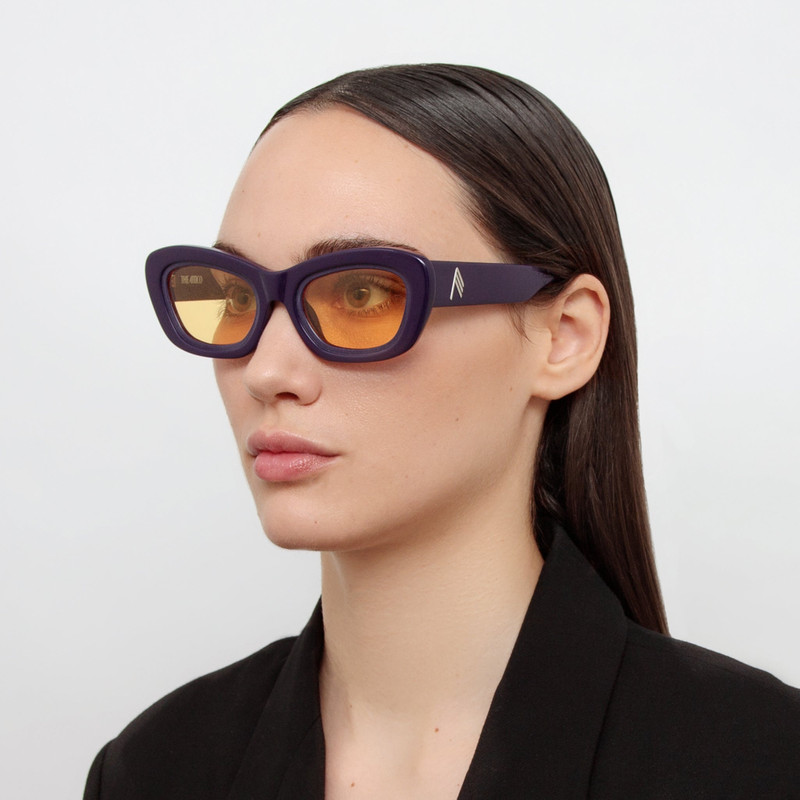 LINDA FARROW Rania Cat Eye Sunglasses in Purple outlook