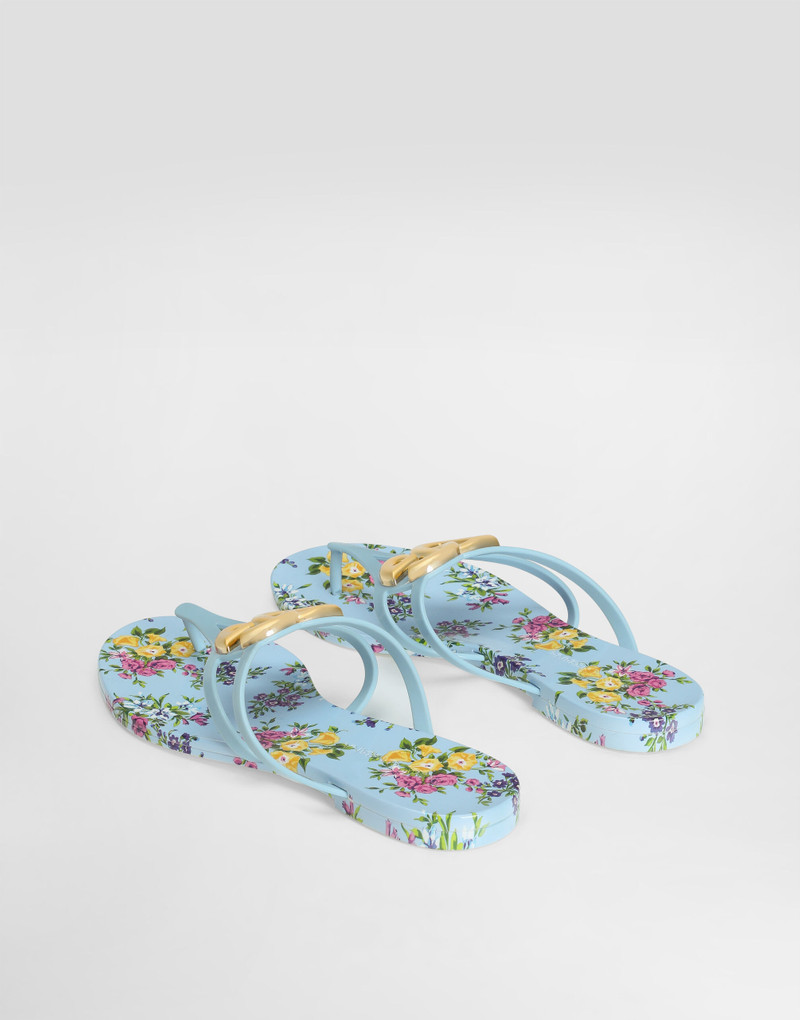 Dolce & Gabbana Rubber beachwear slides with logo and little flowers print outlook