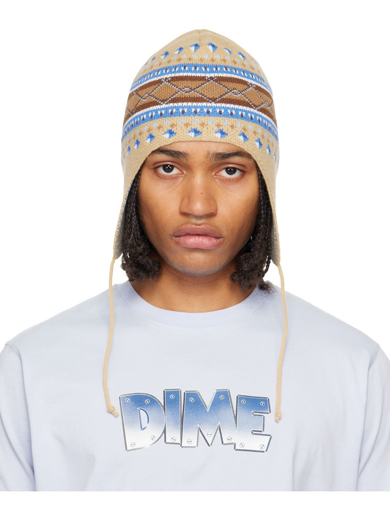 Beige & Blue Alpine Beanie 1