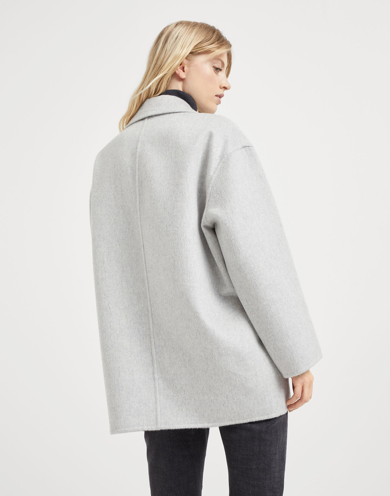 Brunello Cucinelli Cashmere double beaver cloth pea coat with precious patch outlook