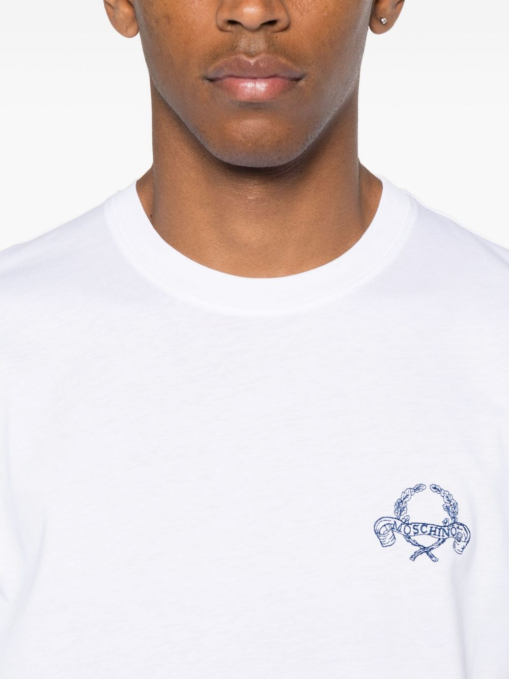 logo-embroidered cotton T-shirt - 4
