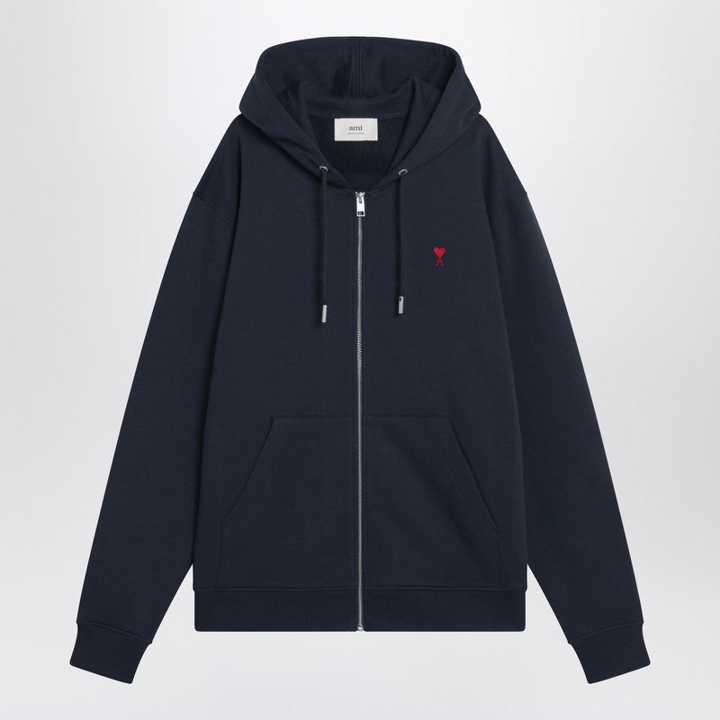 Ami Paris Midnight Blue Ami De Coeur Zip-Up Sweatshirt Men - 1