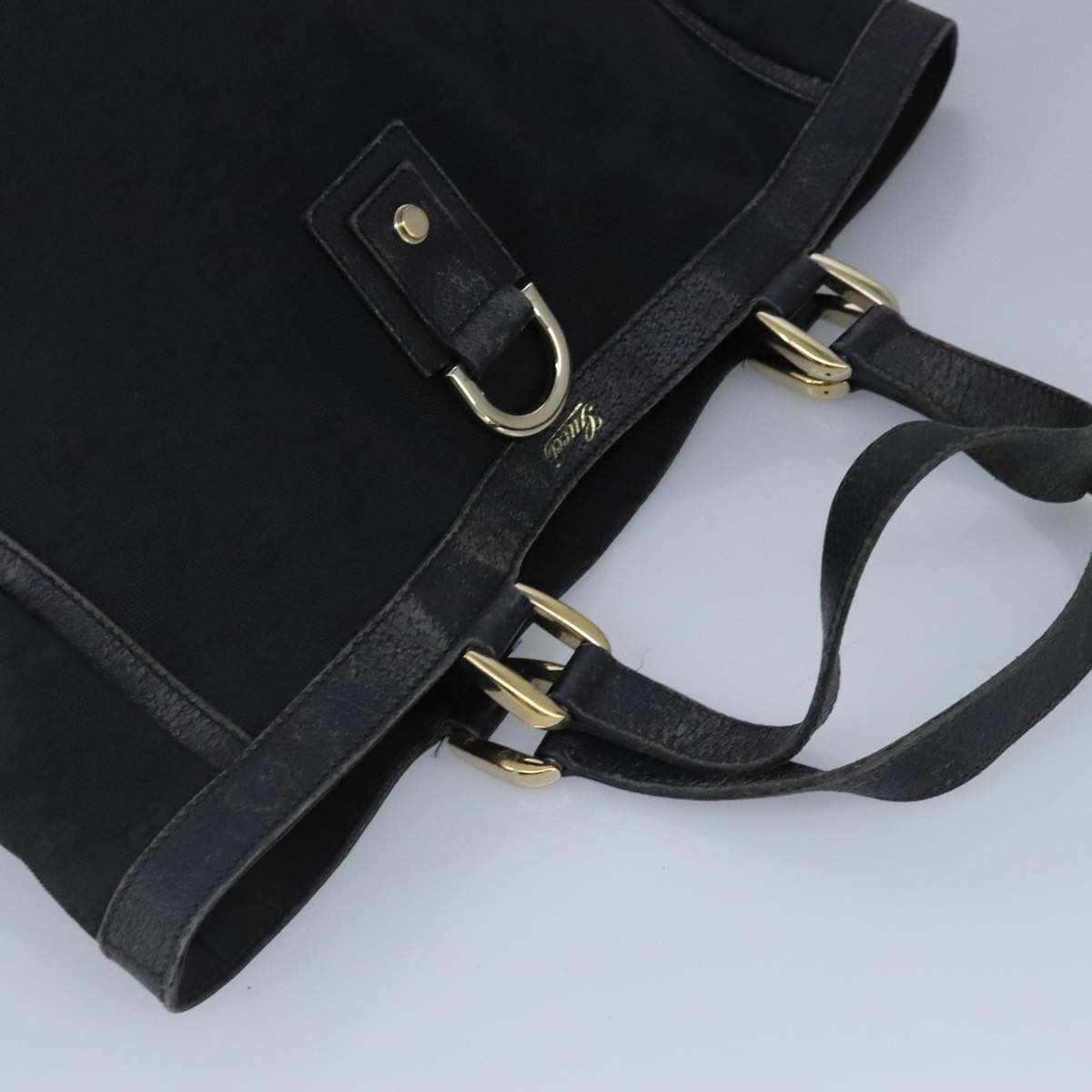 GUCCI GG Canvas Tote Bag Black Gold - 6