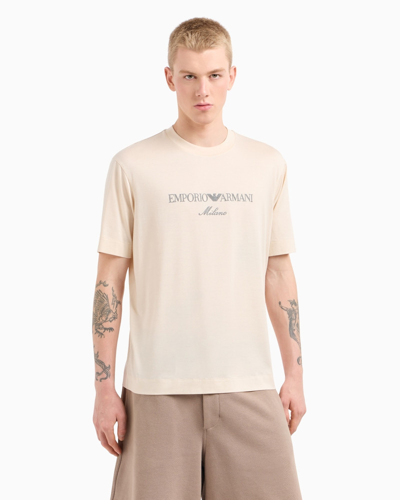 EMPORIO ARMANI JERSEY-LYOCELL BLEND T-SHIRT WITH ASV LOGO EMBROIDERY outlook