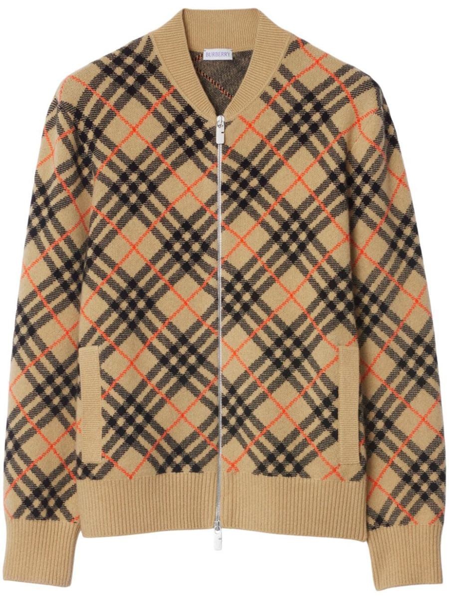 Burberry Check Cashmere Full Zipper Cardigan Clothing - 1