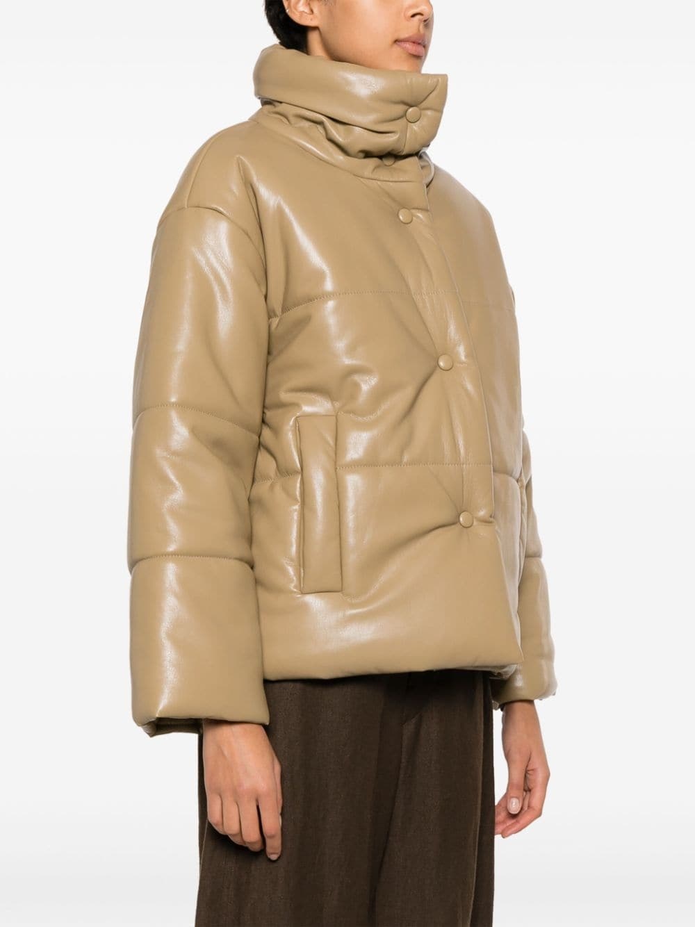 faux-leather puffer jacket - 3