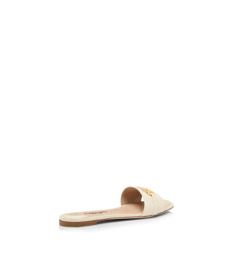 STAMPED CROCODILE LEATHER WHITNEY SLIDE 3