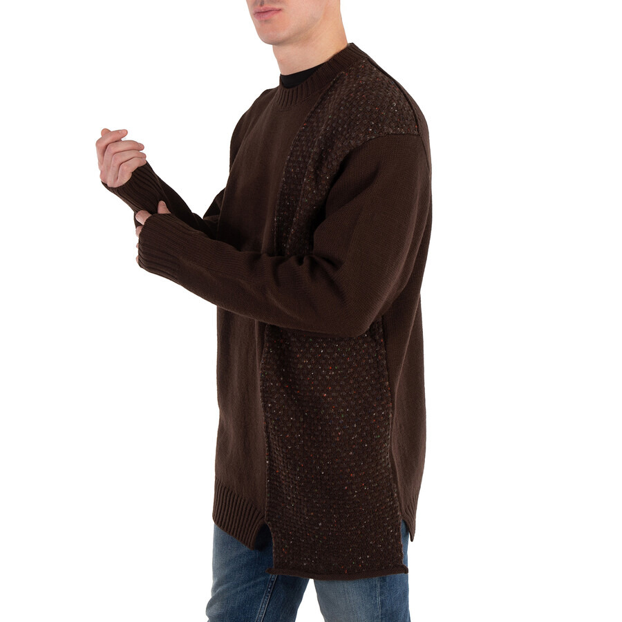 Yohji Yamamoto Men's Brown  Round Neck Knit Sweater, Brand Size 3 (Large) - 2
