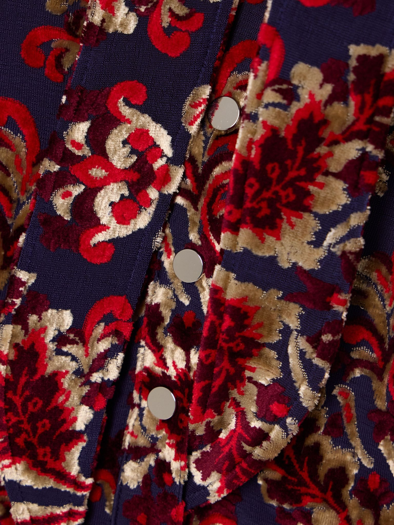 Tie-detailed devoré-velvet blouse Red - 4