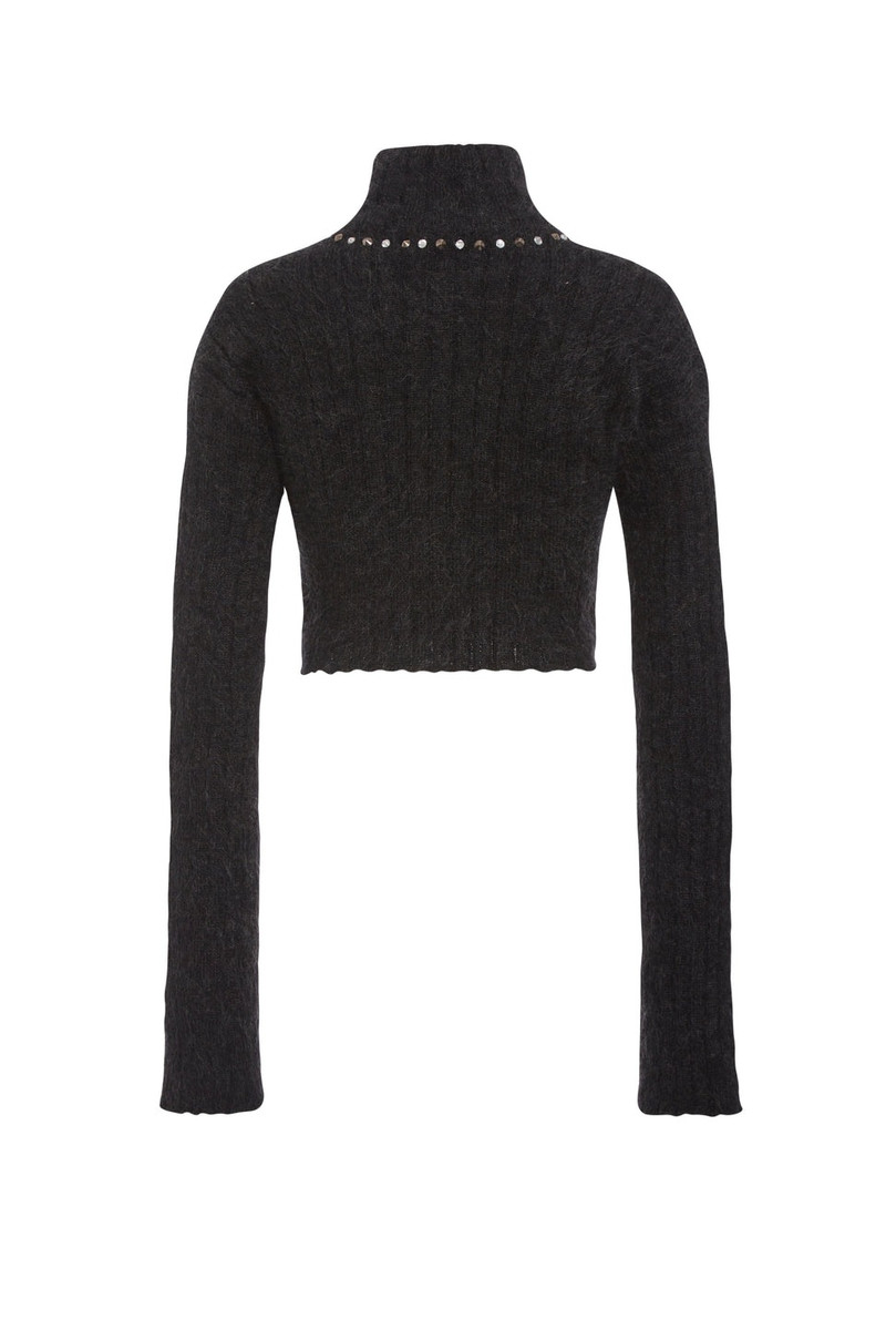 Alessandra Rich MOHAIR KNITTED CARDIGAN WITH ZIP AND HOTFIX outlook