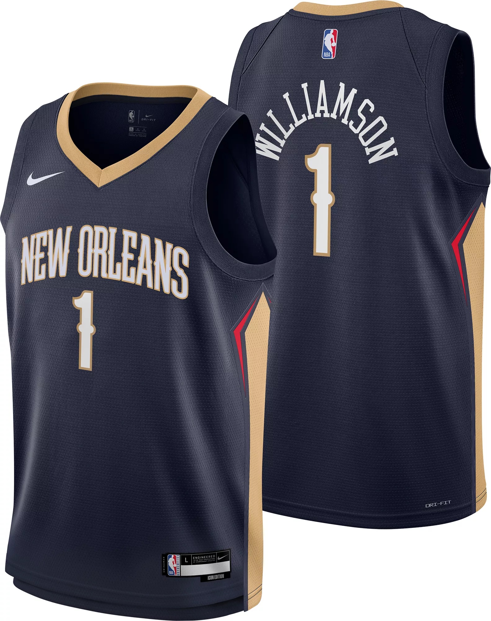 Nike Youth New Orleans Pelicans Zion Williamson #1 Navy Swingman Jersey - 1