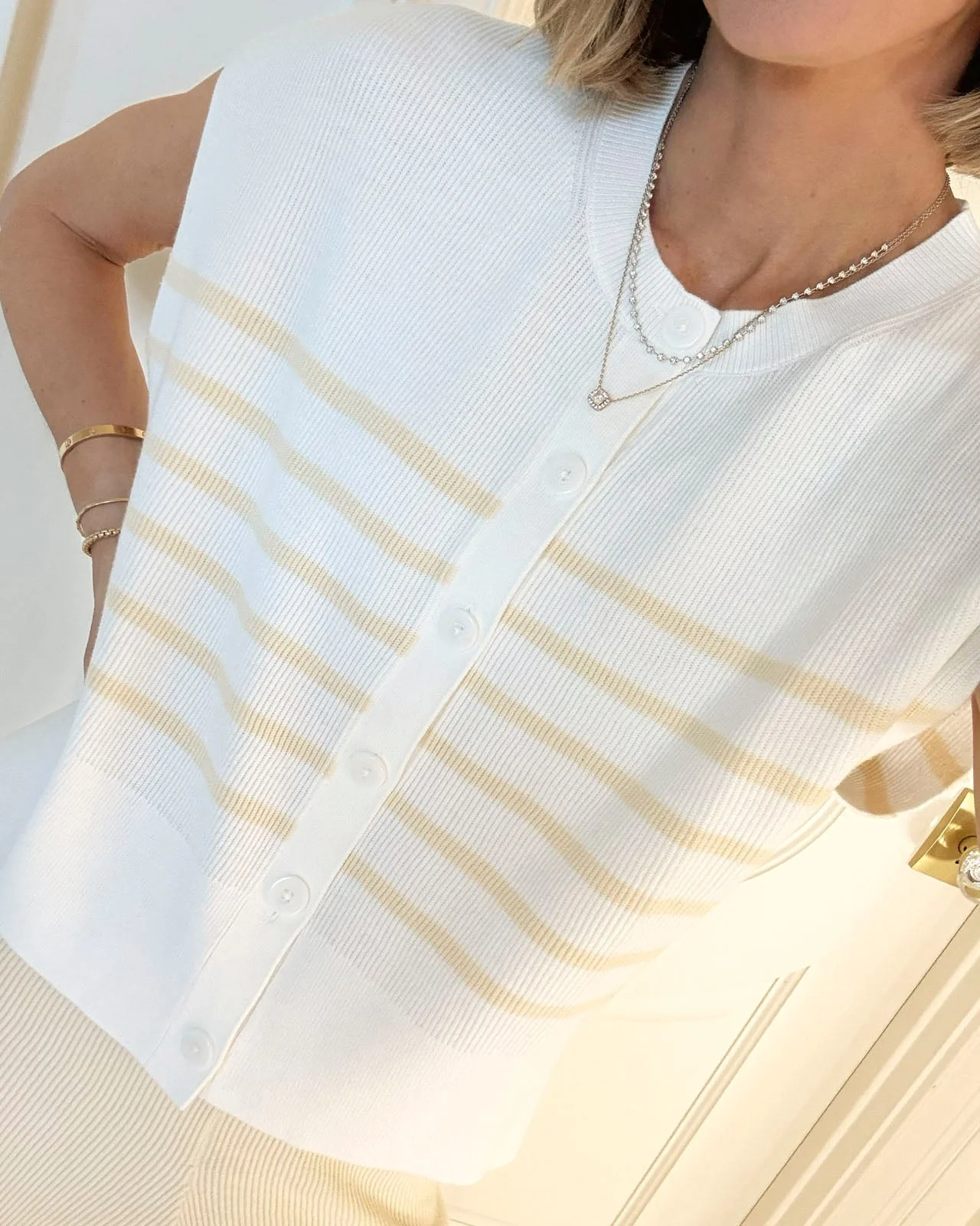 Splendid x @Cellajaneblog Sleeveless Striped Cardi - 1