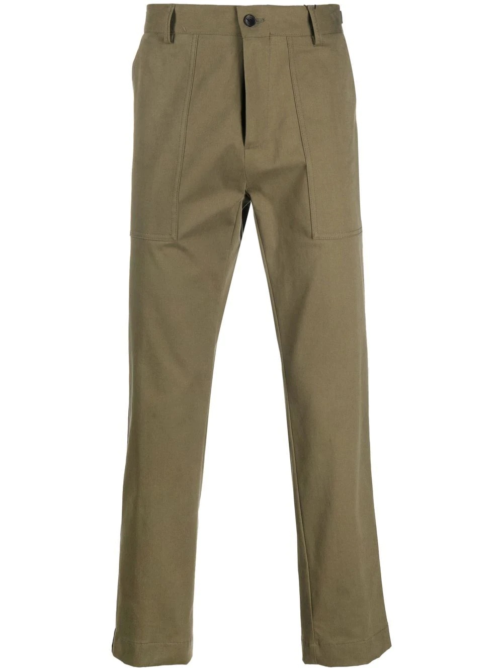 contrasting-side panel straight trousers - 1