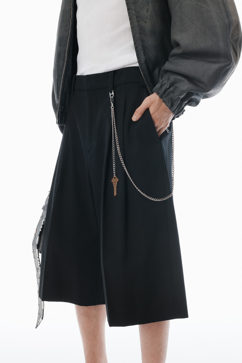 Black Cotton Shorts with Key Hardware 3