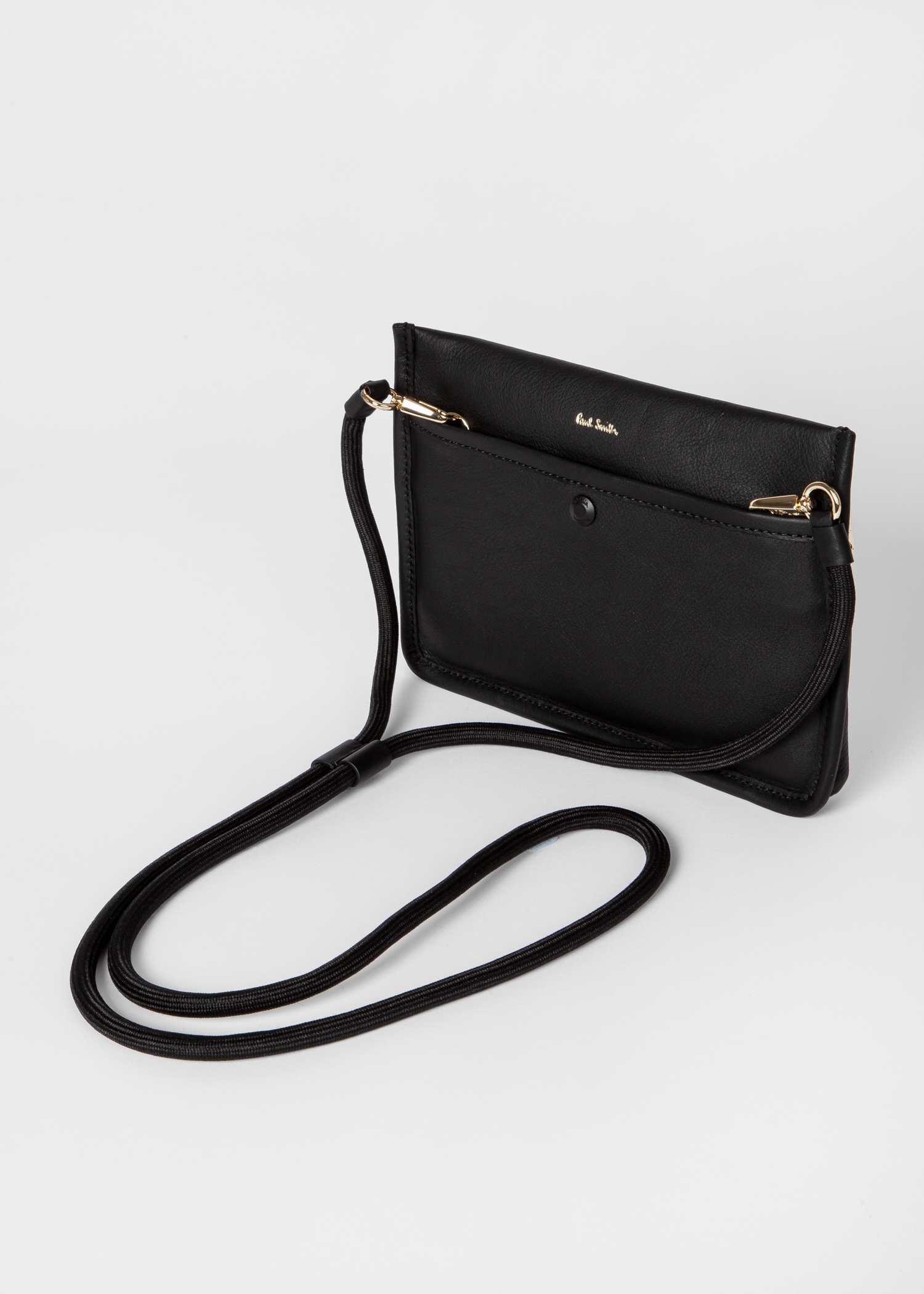 Black Leather 'Signature Stripe' Musette Bag - 4