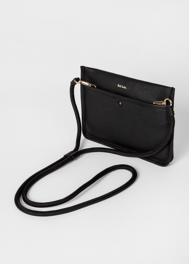 Black Leather 'Signature Stripe' Musette Bag 4