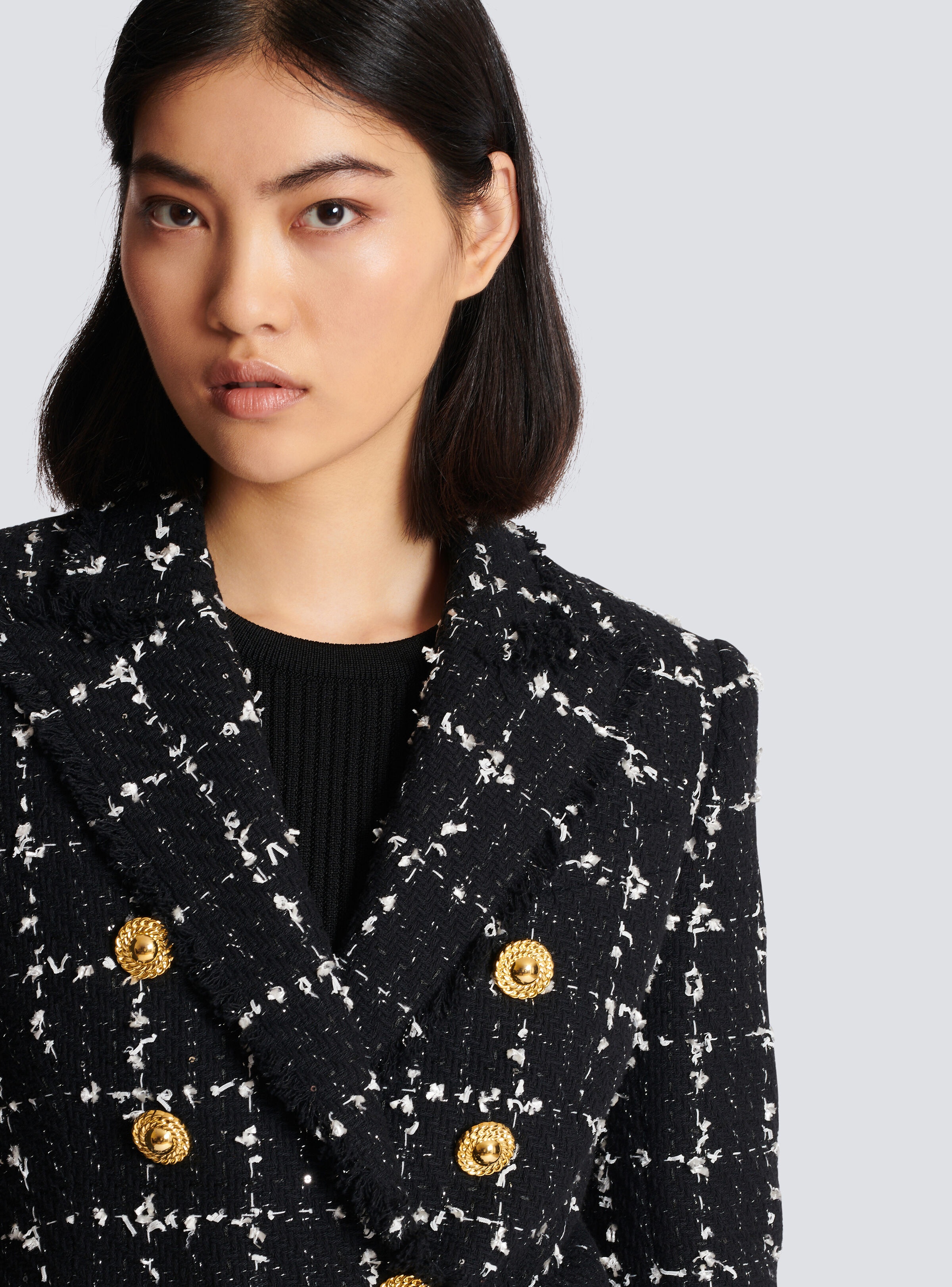 Check tweed 6-button jacket - 8