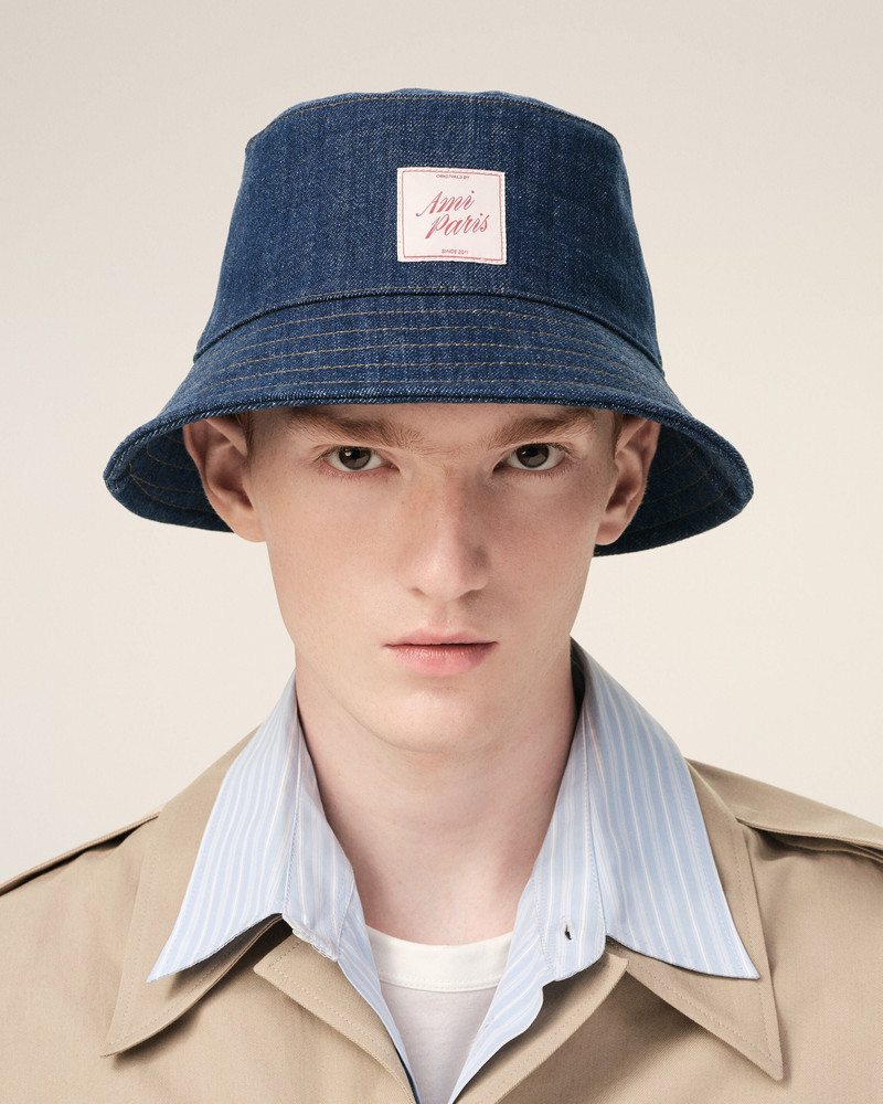 AMI Paris BLUE DENIM COTTON AMI PARIS HERITAGE PATCH HAT outlook