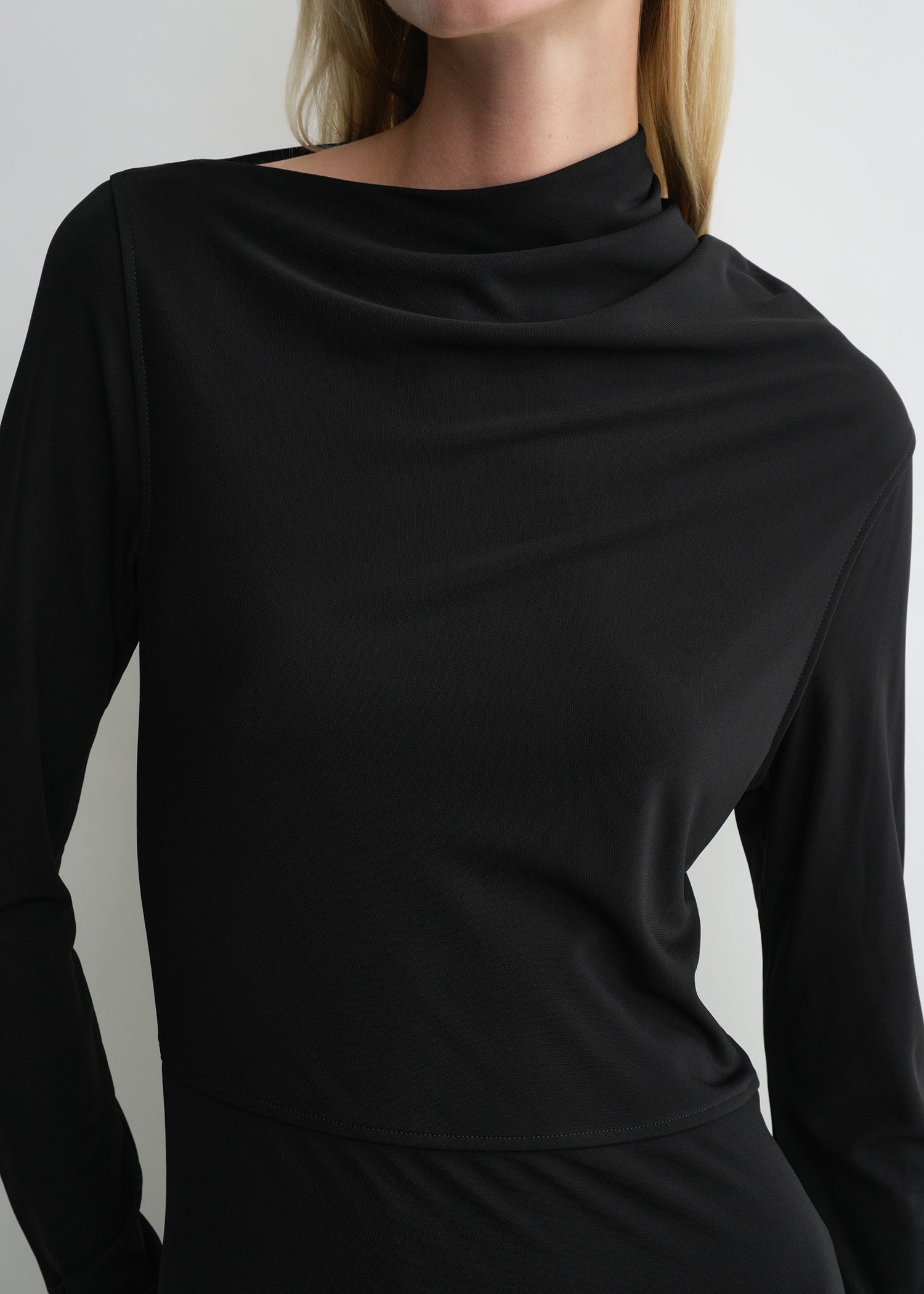 Draped jersey dress black - 5
