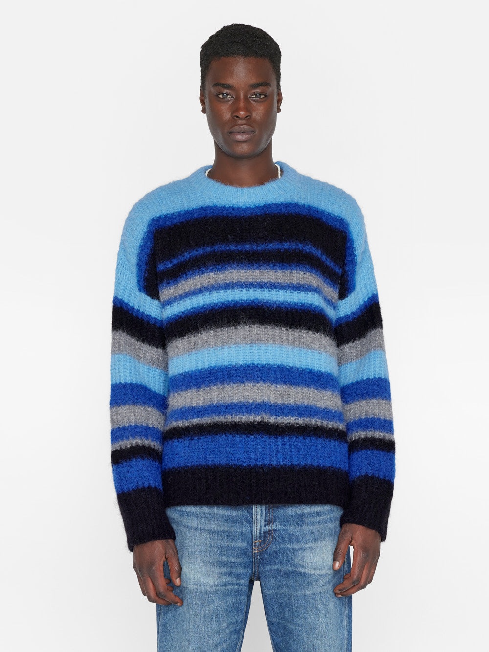 Alpaca Sweater in Sky Blue Multi - 3