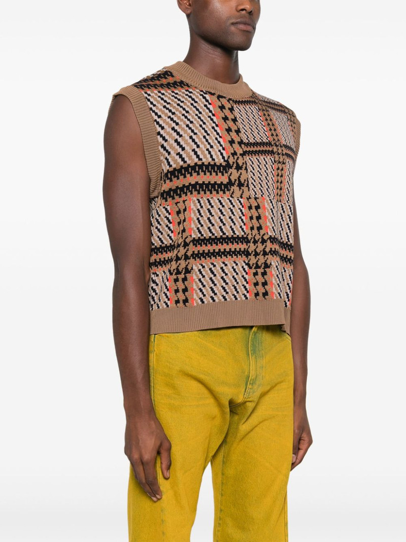 DUSK KNITTED VEST - ORANGE MIXED CHECKS 6