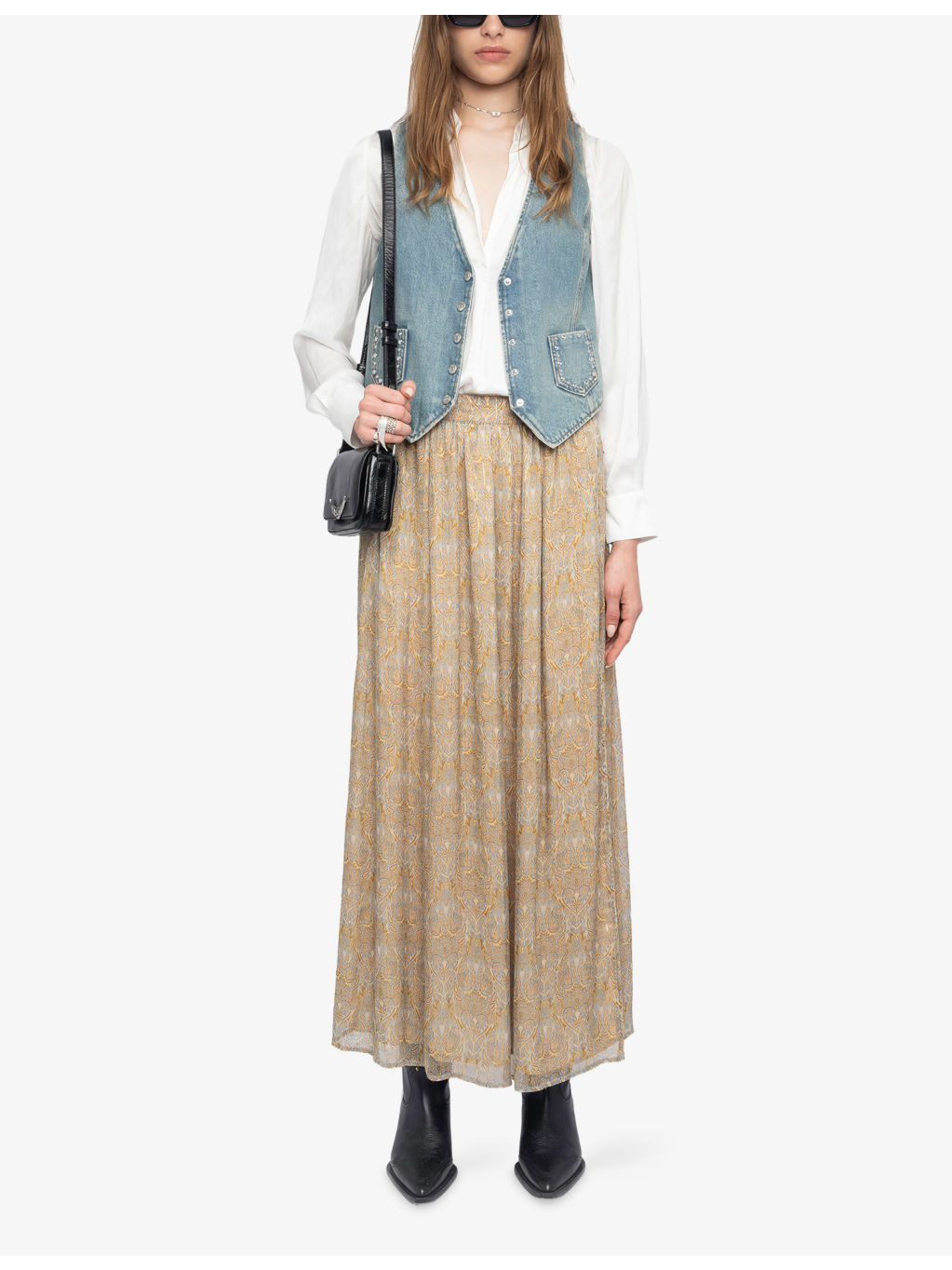 Jady Metallic-Stripe Chiffon Maxi Skirt - 2
