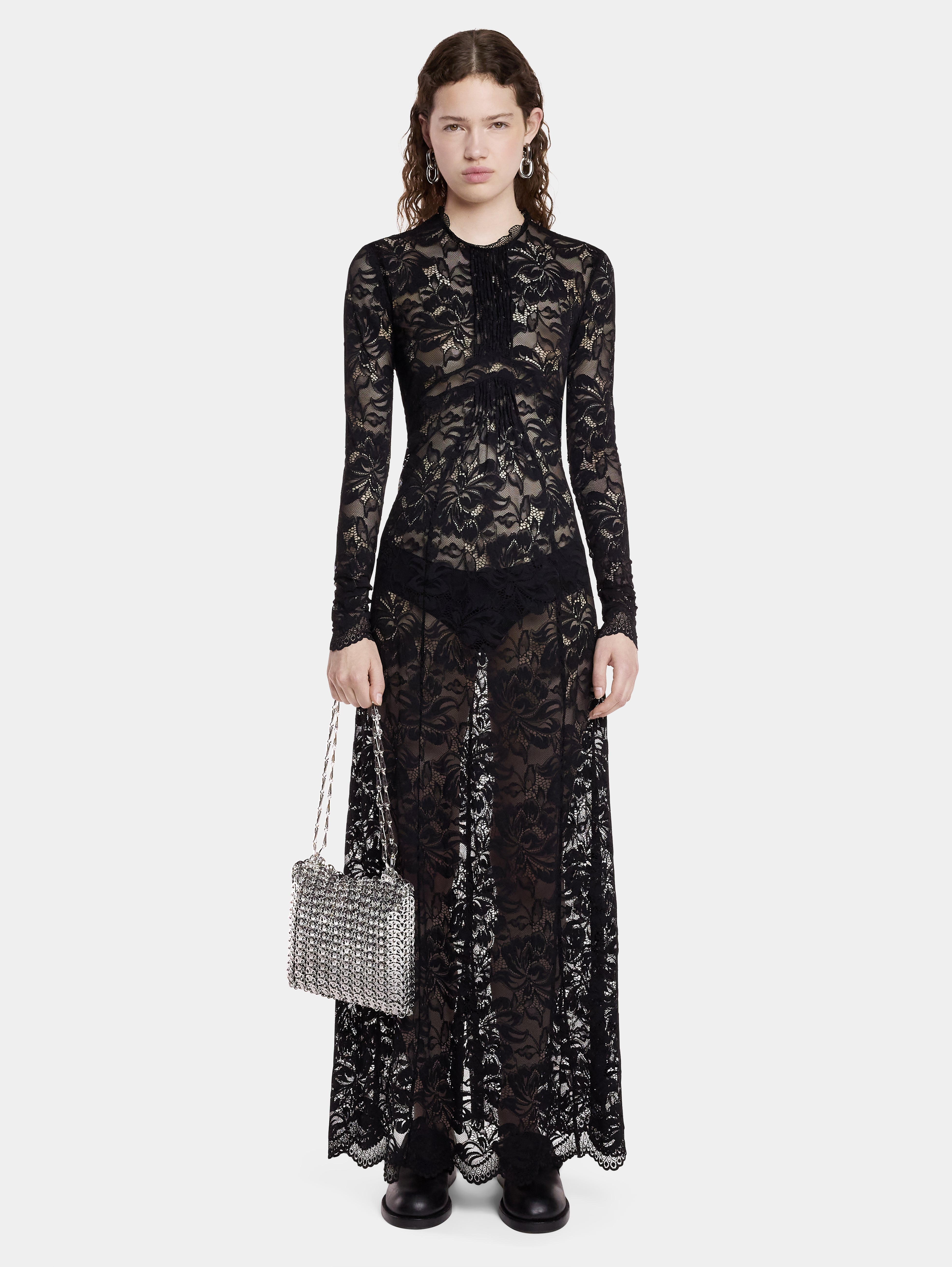 BLACK LONG DRESS IN LACE - 2
