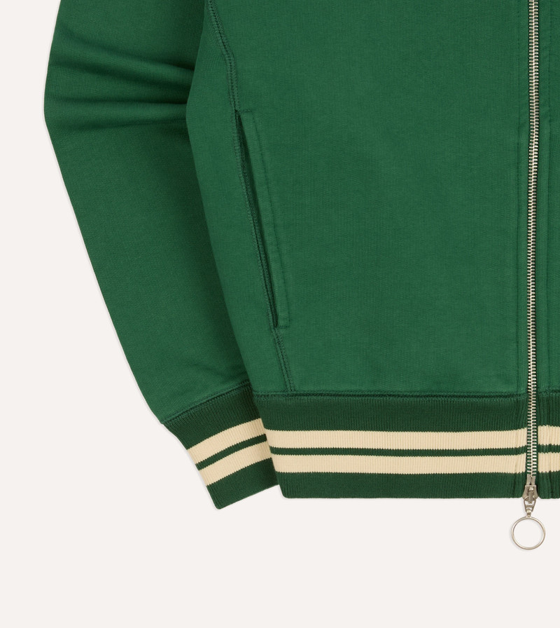 Green and Ecru Cotton Zip-Through Sweatshirt 6
