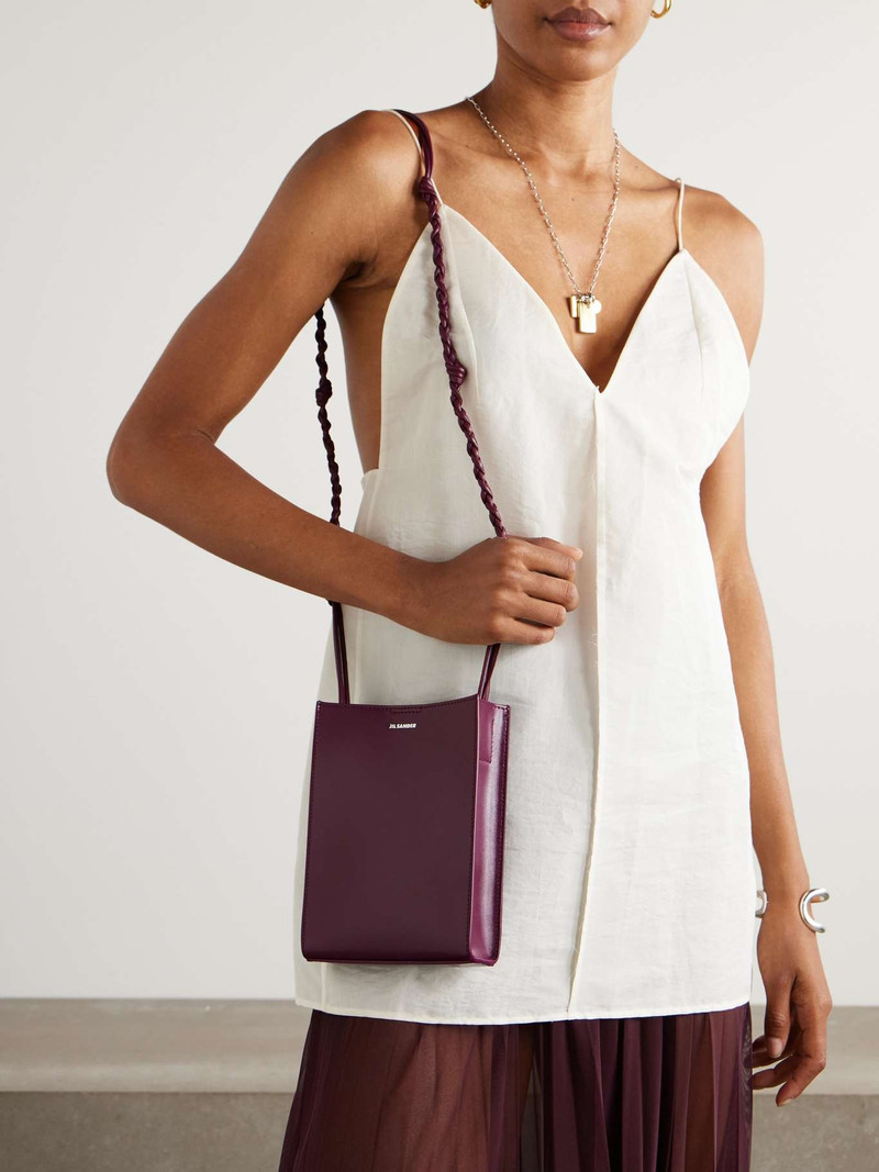 Jil Sander Small knotted leather shoulder bag Burgundy outlook