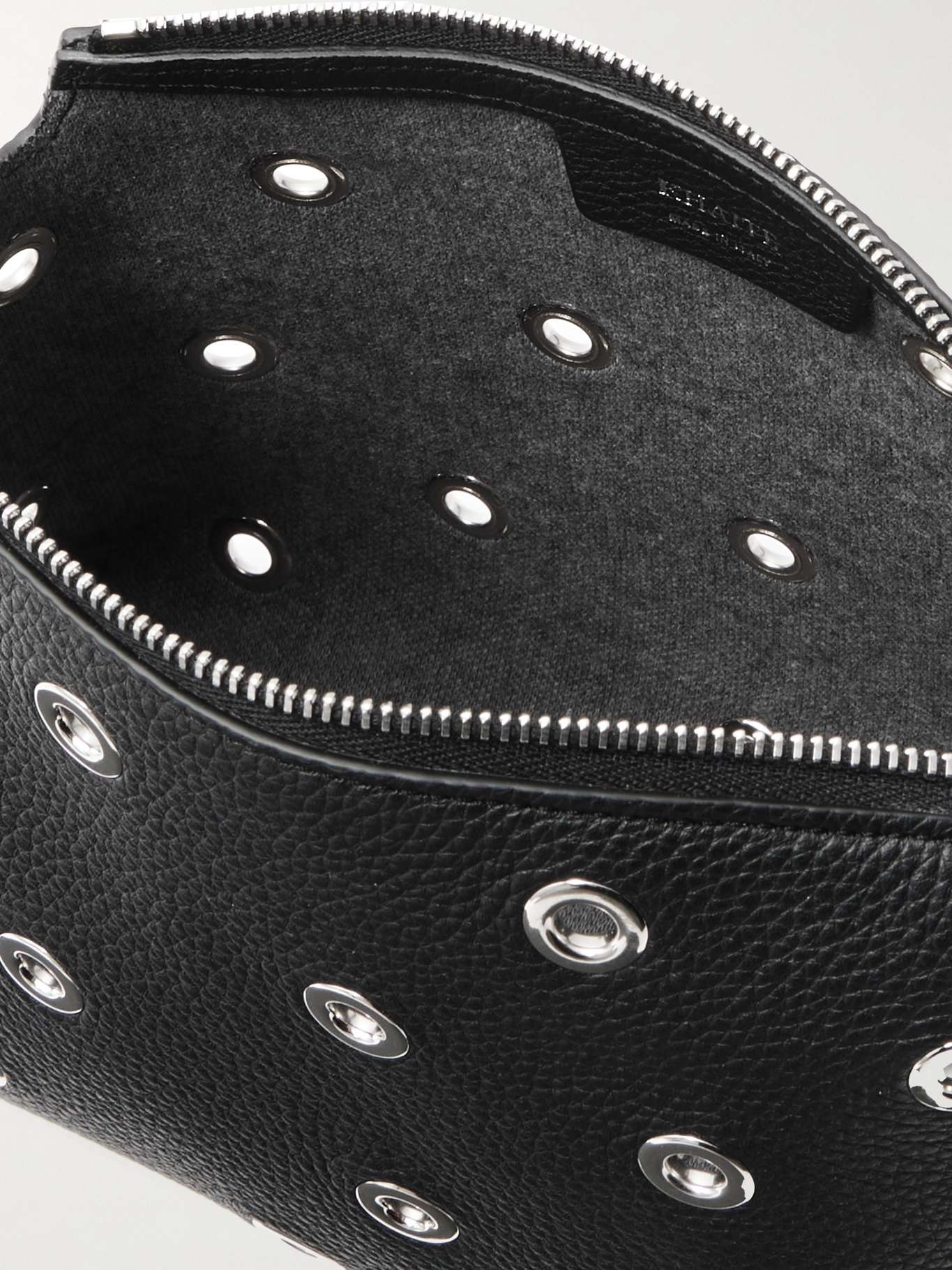 Lina eyelet-embellished textured-leather pouch Black - 4