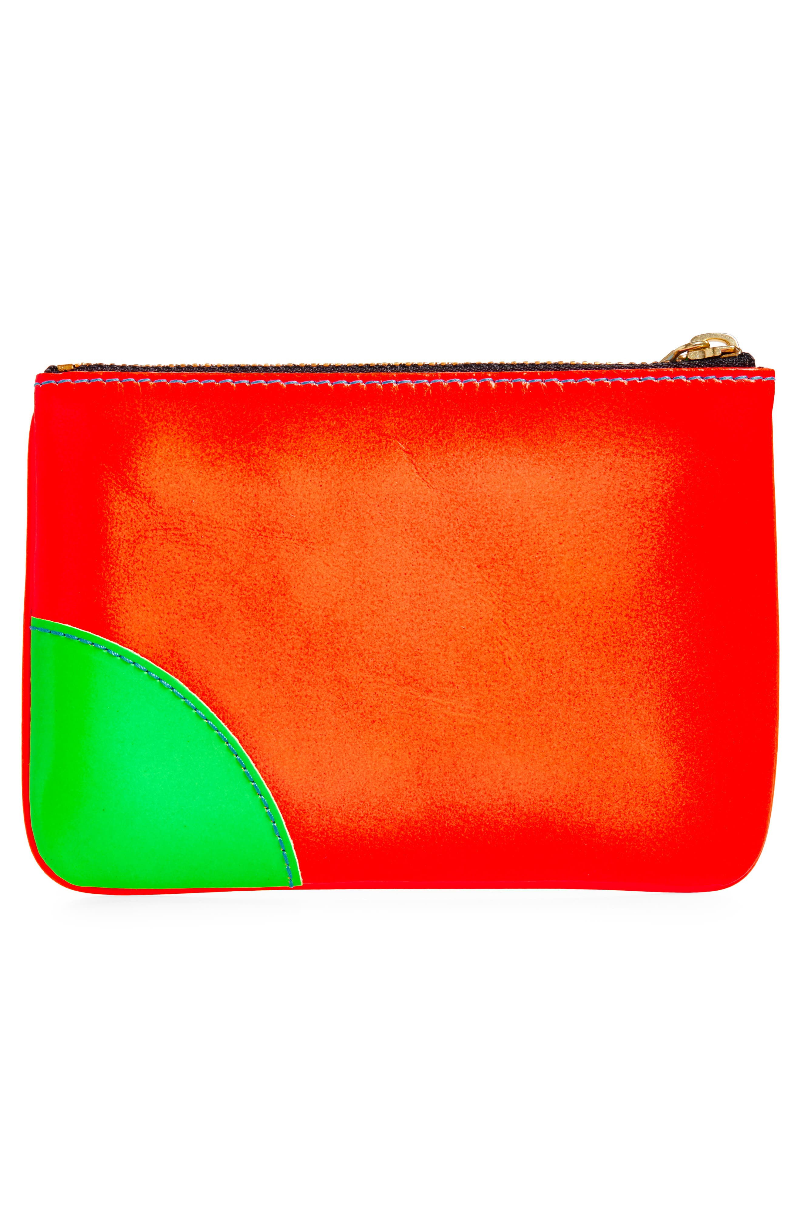 Comme des Garçons Super Fluo Leather Line Zip Pouch in Blue/Orange at Nordstrom - 3