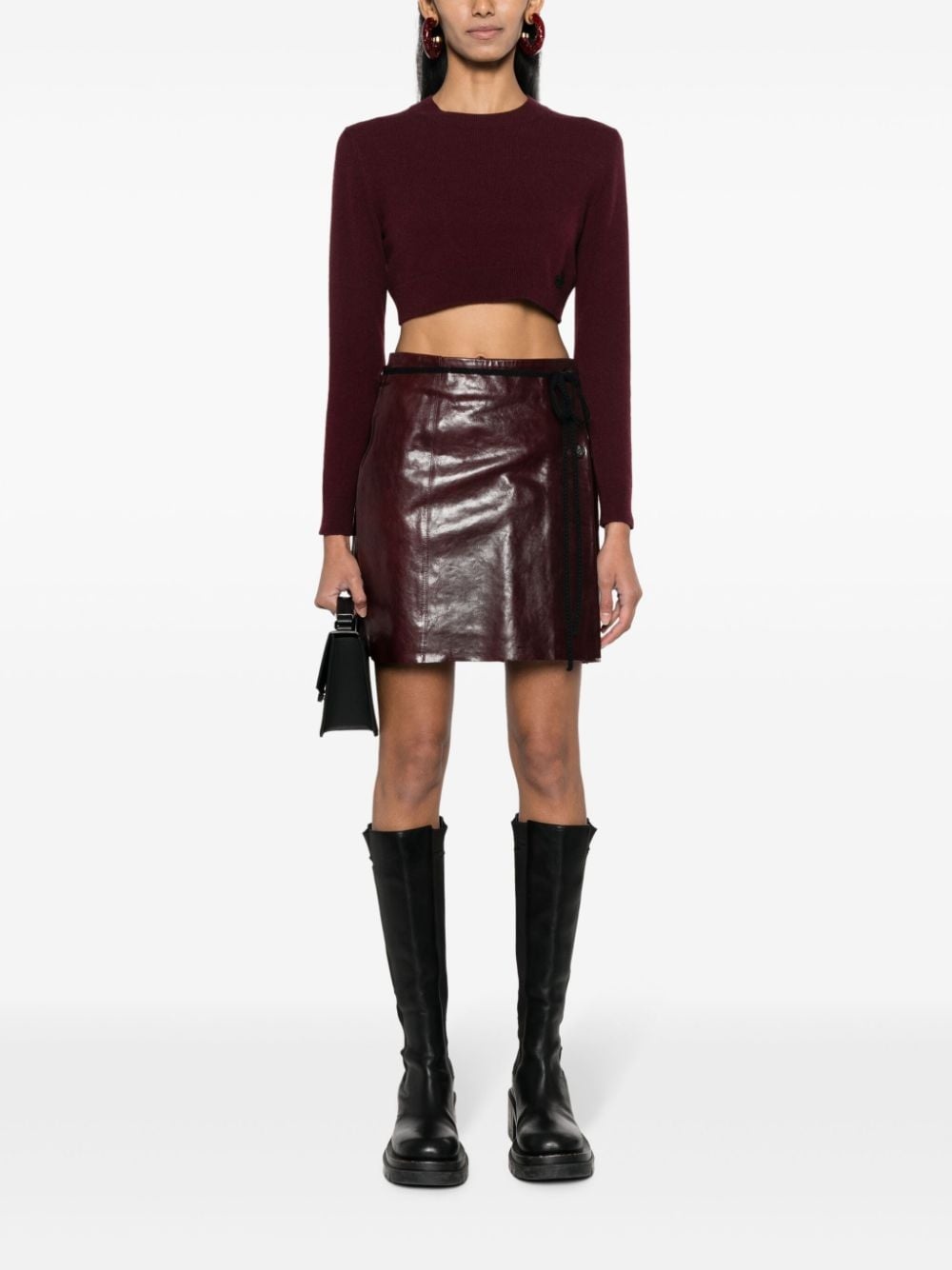 wrap leather miniskirt - 2