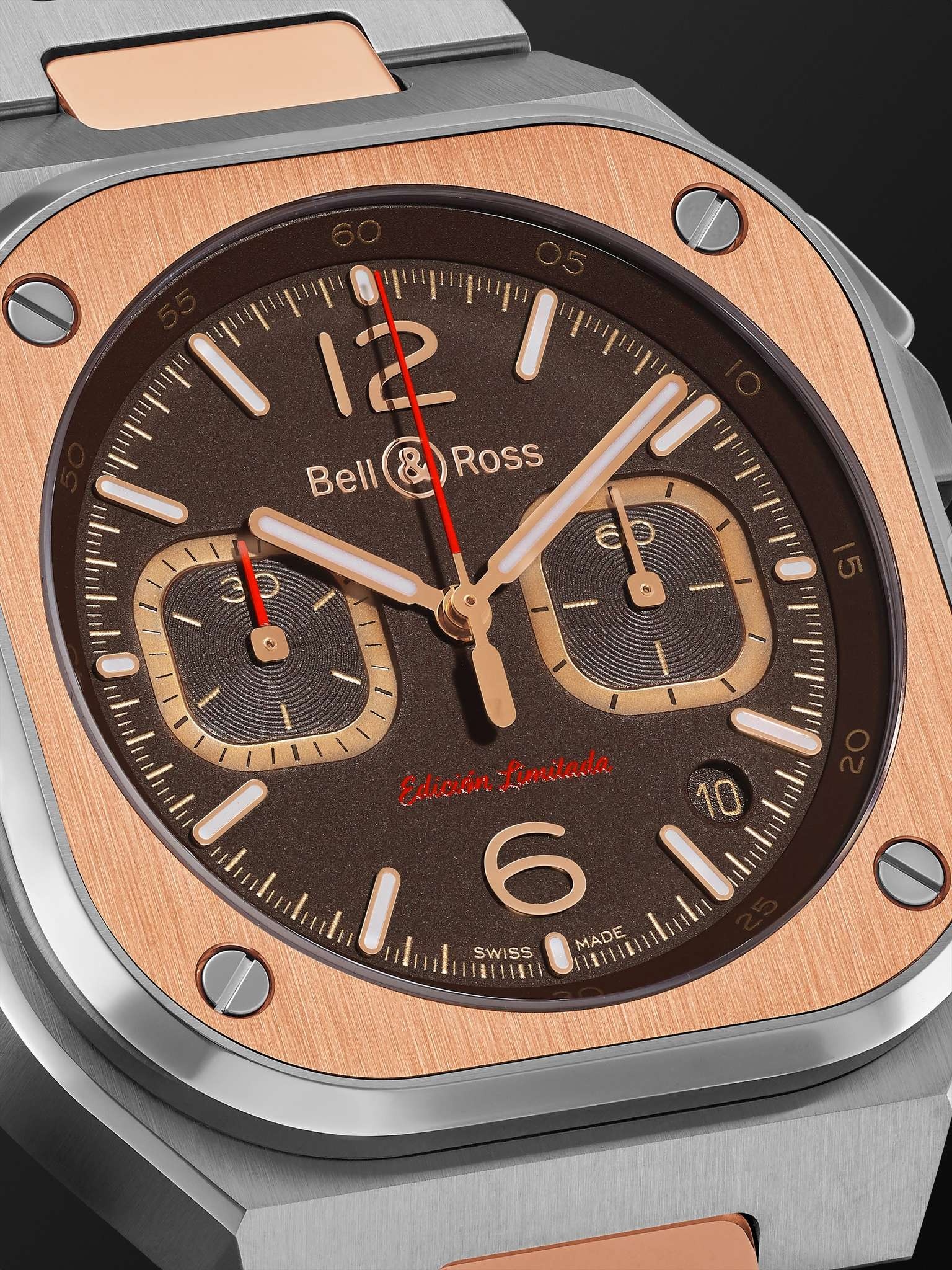BR 05 Limited Edition Automatic Chronograph 42mm Stainless Steel and Rose Gold Watch, Ref. No. BR05C - 10
