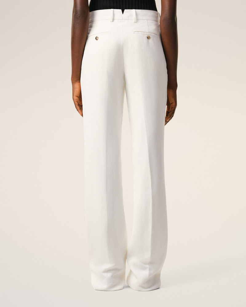 WHITE BLENDED LINEN LOW WAIST STRAIGHT PANT 4