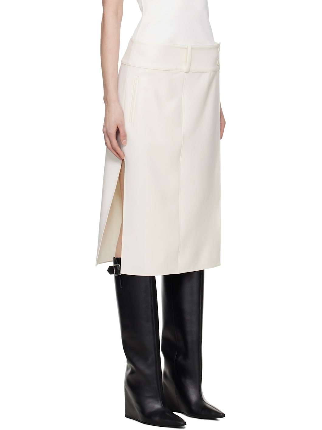 Off-White Belted Slit Midi Skirt - 2